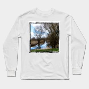 slowly the river flows through the landscape Long Sleeve T-Shirt